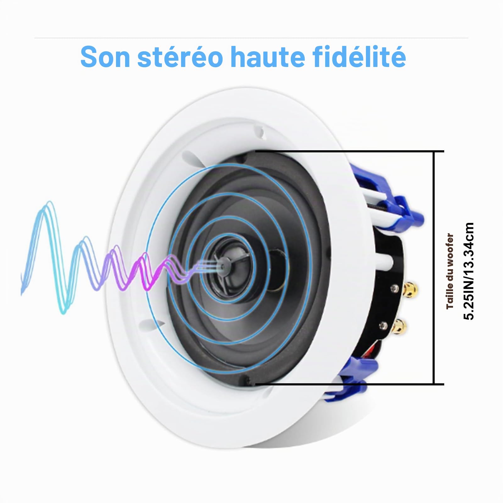 Herdio 5,25 Pouces Enceinte Encastrable Plafond Haut-Parleur 8 ohms 300 Watts