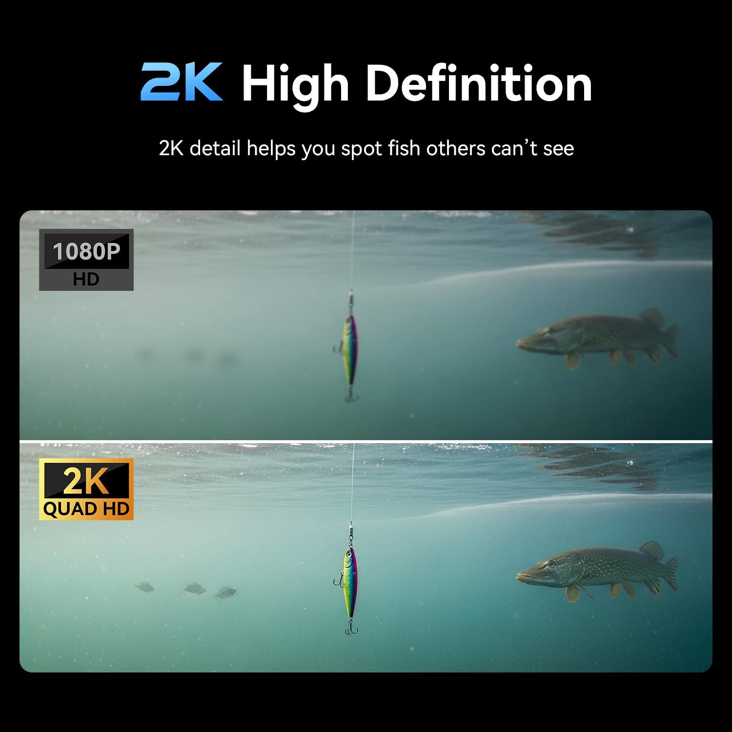2K DVR Underwater Fishing Camera with Recording 6" OLED Sun-Readable Display | 10000mAh Battery, 220° Wide Angle, IR Night Vision | Professional Portable Kit for Ice & Boat Fishing