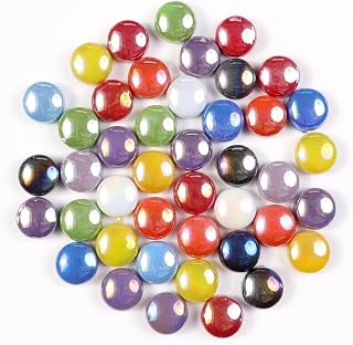 12mm Round Mosaic Tiles for Crafts, 200g Iridescent Recycled Glass Mosaic Pieces for Art Supplies, DIY Mosaic Making Kit for Hobbies & Art (Irisident Mix)
