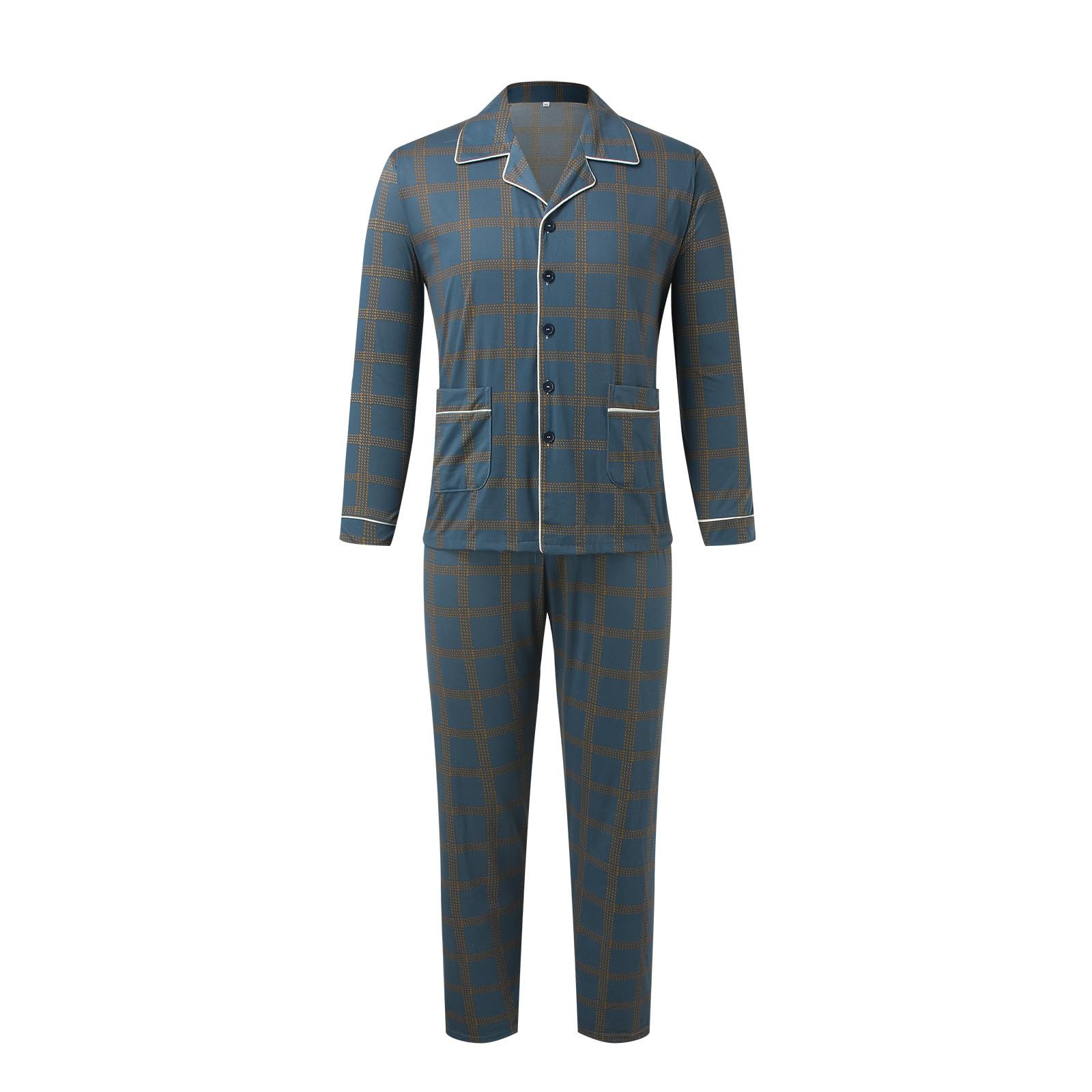 RUMAOZIA Pyjama long en coton pour homme - Deux pièces - Pantalon RUMAOZIA Pyjama long en coton pour homme - Deux pièces - Pantalon