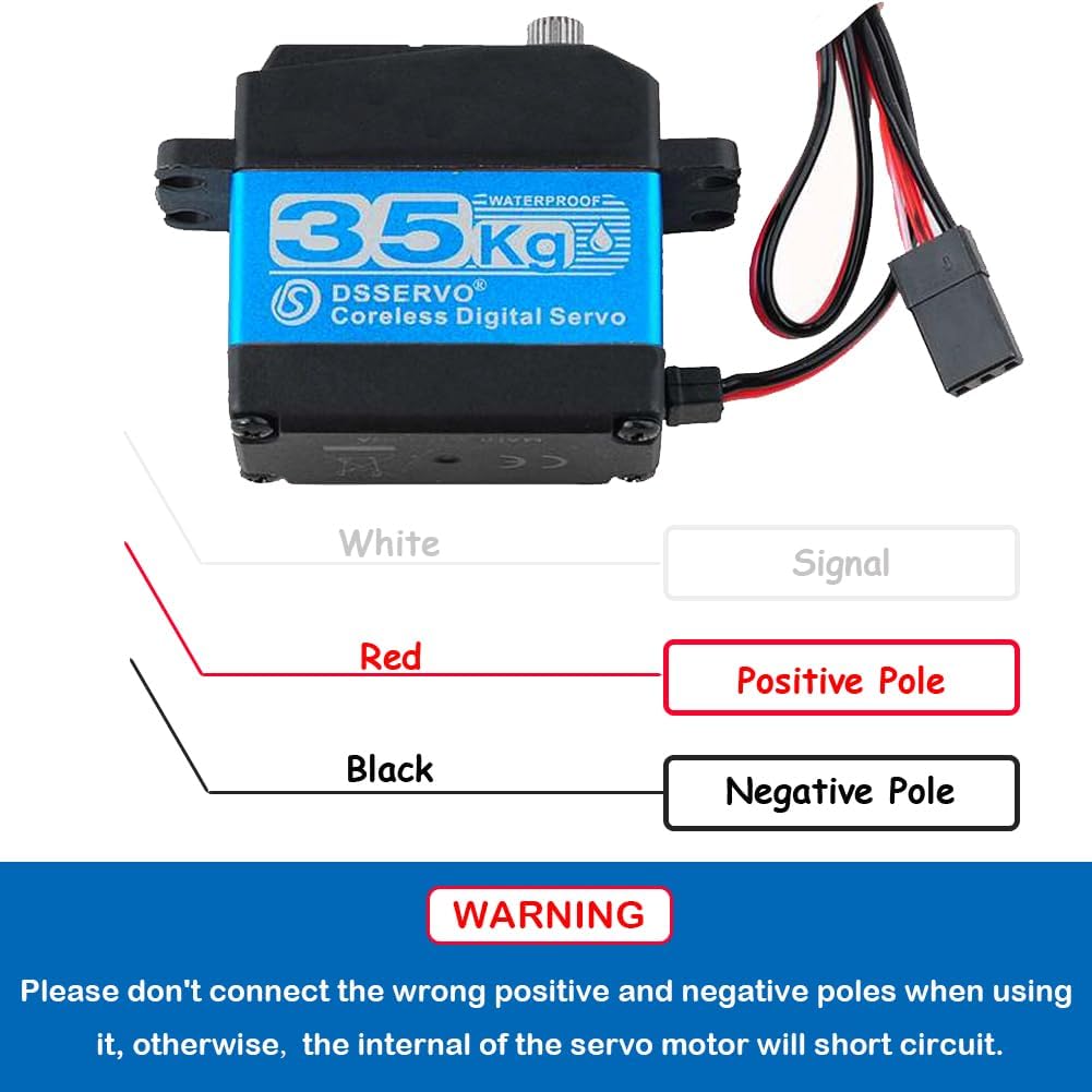 High Torque 35KG RC Steering Servo DS3235SG 7.4V Waterproof Coreless Motor Digital Servo Stainless Steel Metal Gear Servo for 1/8 1/10 1/12 RC Car/Boat (Pack of 2, 270 Degree)
