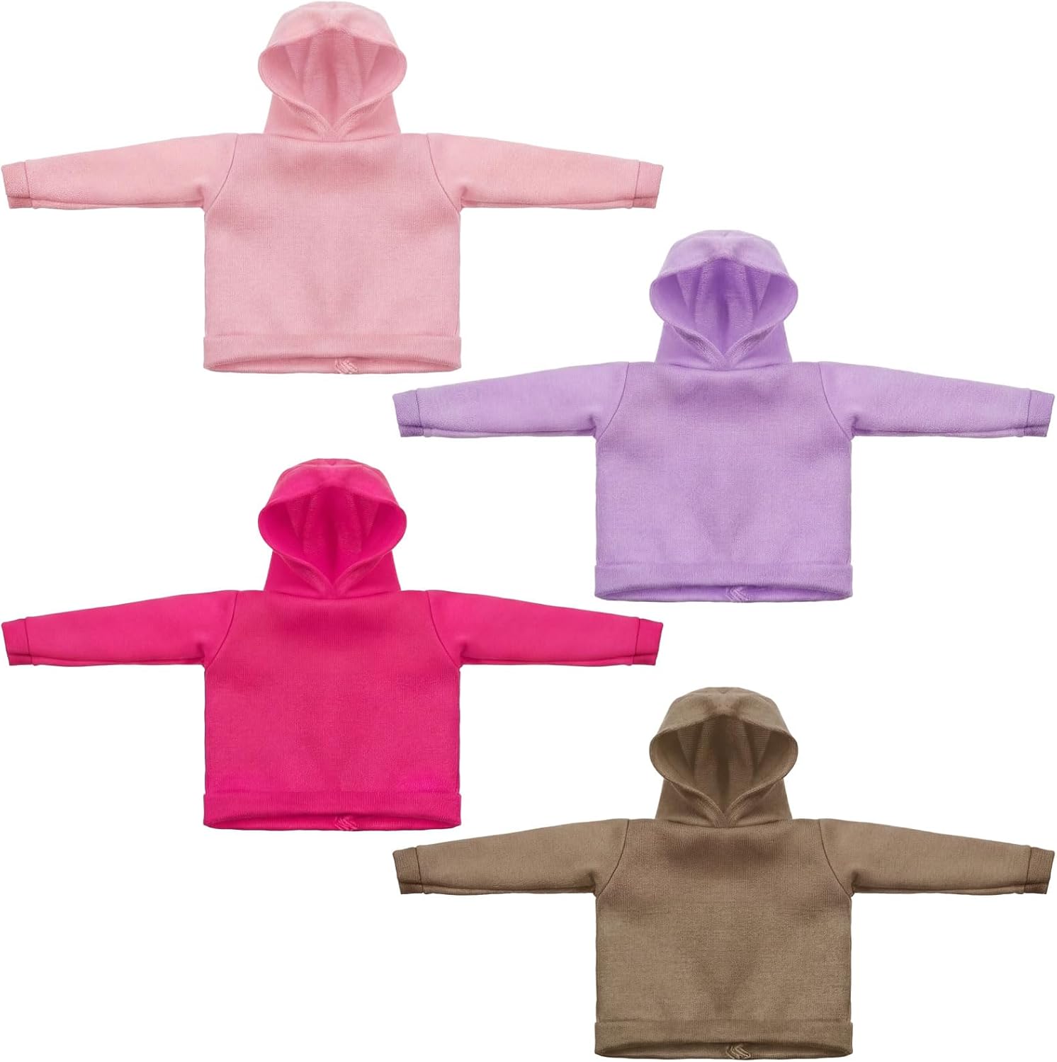 Bencailor 4 Pcs Doll Clothes Winter Sweater Hoodie Accessories Cute Hoodie Clothing Set (Pink, Purple, Rose Red, Brown,11.5 Inch Doll)