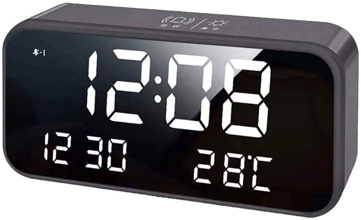 Reloj despertador digital LED con repetición, fácil de configurar, para reloj compacto para dormitorios, mesita de noche, escritorio (color: rosa) (negro)