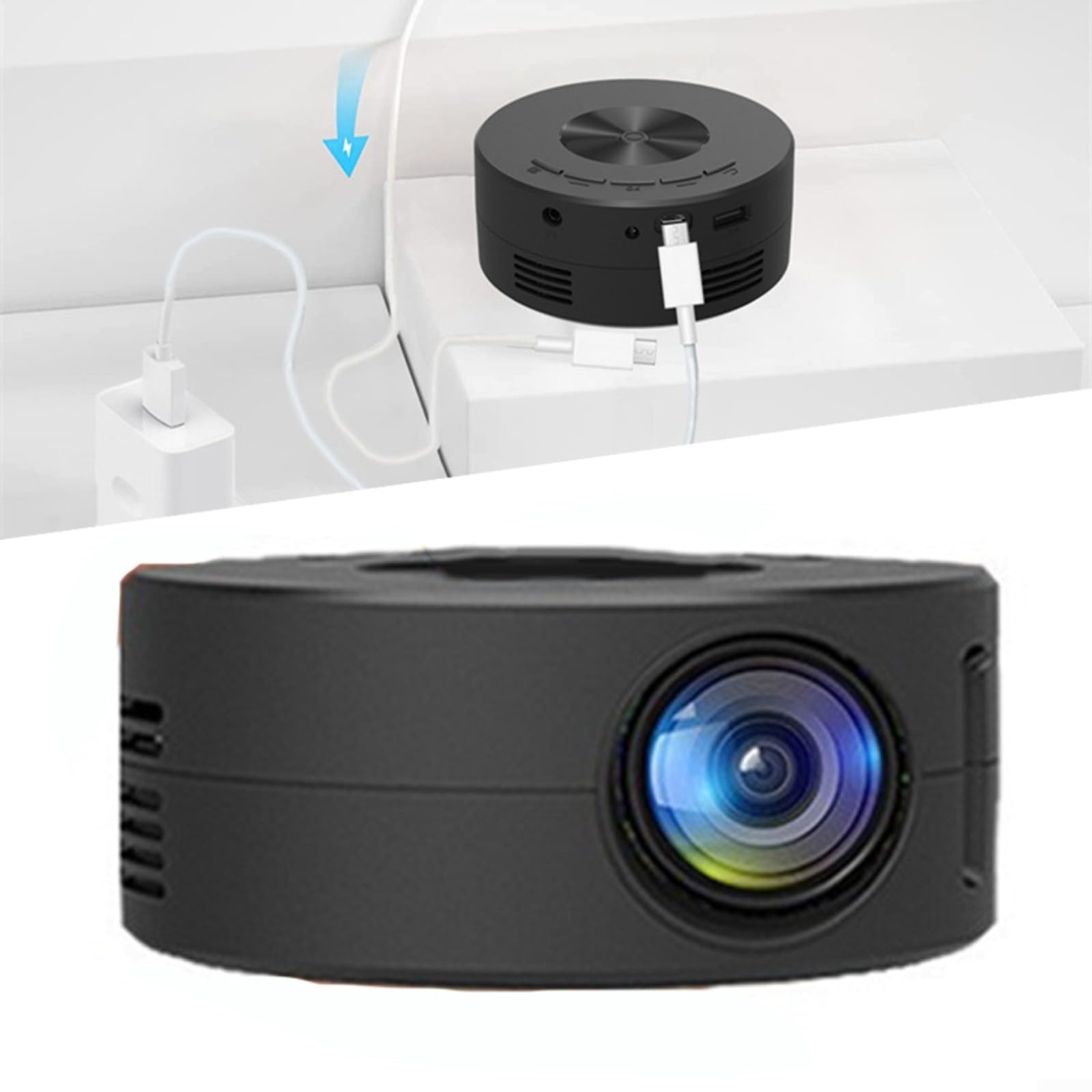 YT200 - Mini proyector de teléfono portátil multimedia con soporte para auriculares
