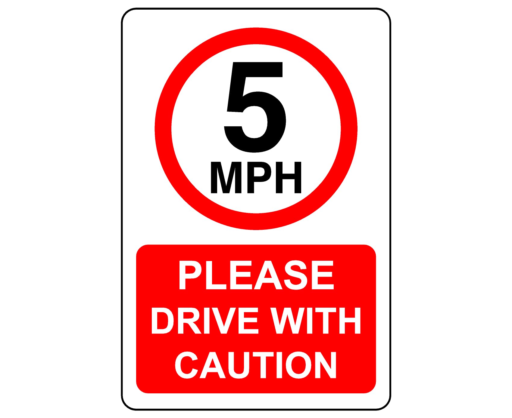 5mph Please drive with caution- 3mm Aluminum Dibond high-visibility and durability for indoor/outdoor usage (300mm x 200mm) Ensures Safety Within 7m Viewing Distance.