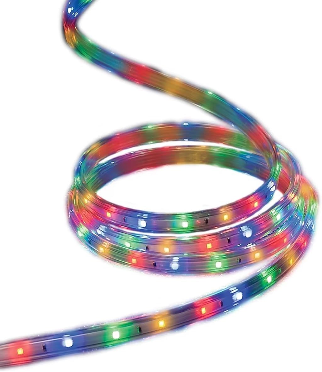 GE StayBright 240-Count 19.6-ft Constant Multicolor Integrated Led Plug-in Christmas Rope Lights with Clear Tubing 82155LO