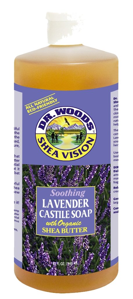 Sylvias Hair Products Dr Woods Castile Soaps Lavender Soap with Shea Butter 32-Ounce Pack of 12