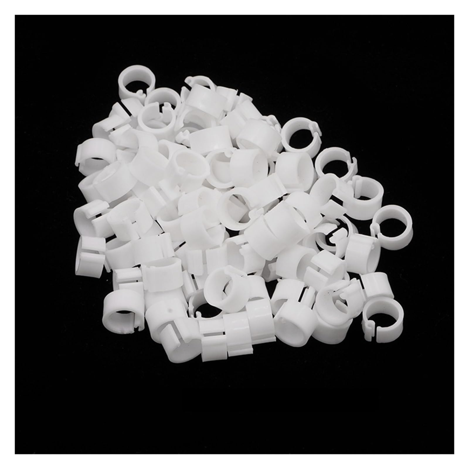 100Pcs Plastic Clip Bird Foot Rings，Compatible Pigeon Quail Farm Bird Identification Accessories(White no words)