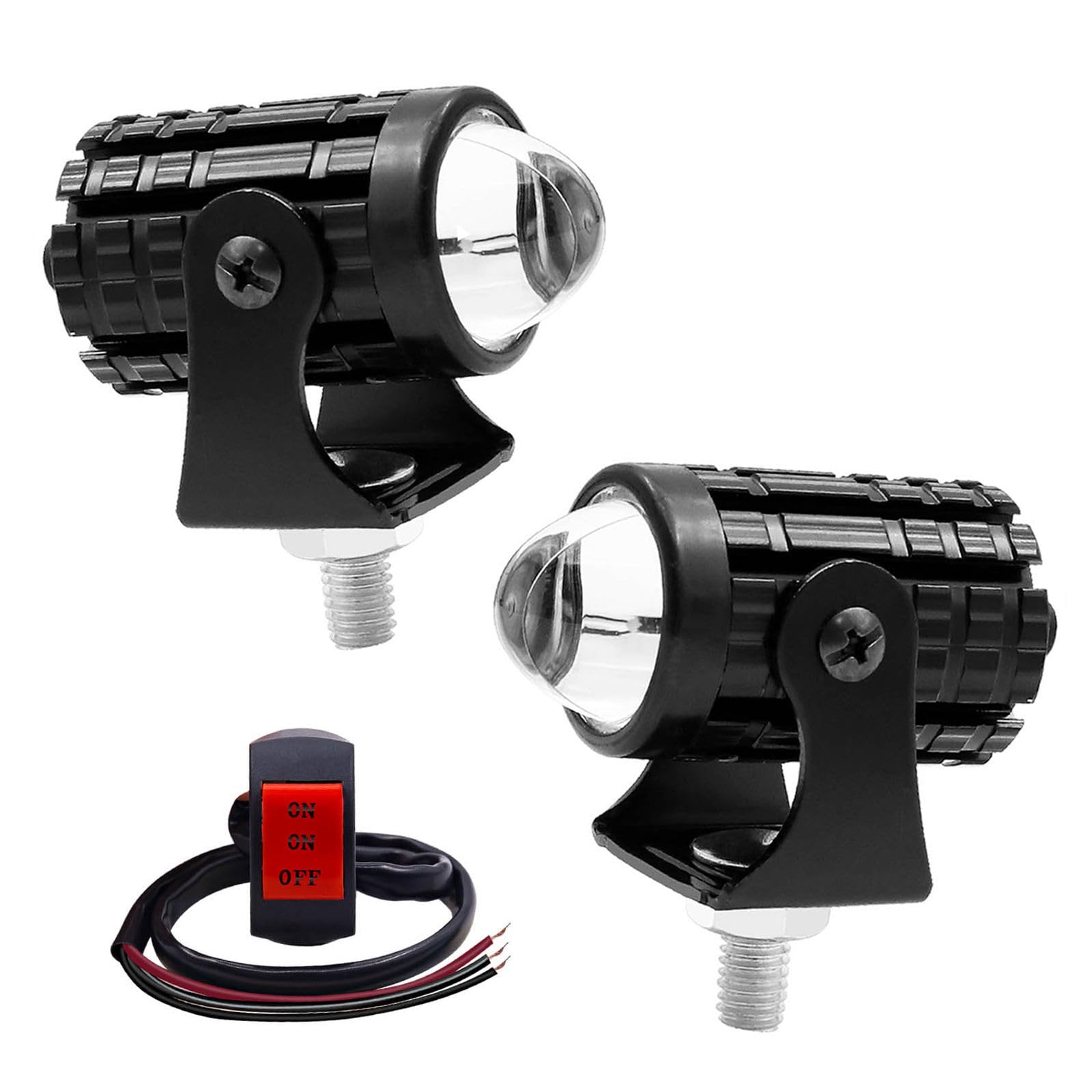 35W Mini LED Headlight Dual Color White Amber Universal 8-80V Motorcycle Fog Light IP67 Waterproof Projector Driving Spotlight for Bike Car Auxiliary Lamp-image-3