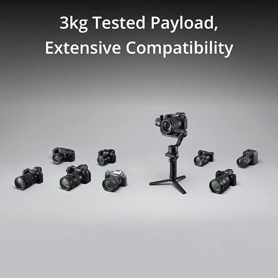 DJI RSC 2 Combo - 3-Axis Gimbal Stabilizer for DSLR and Mirrorless Camera, Nikon, Sony, Panasonic, Canon, Fujifilm, 6.6 lb Payload, Foldable Design, Vertical Shooting, OLED Screen, Black.