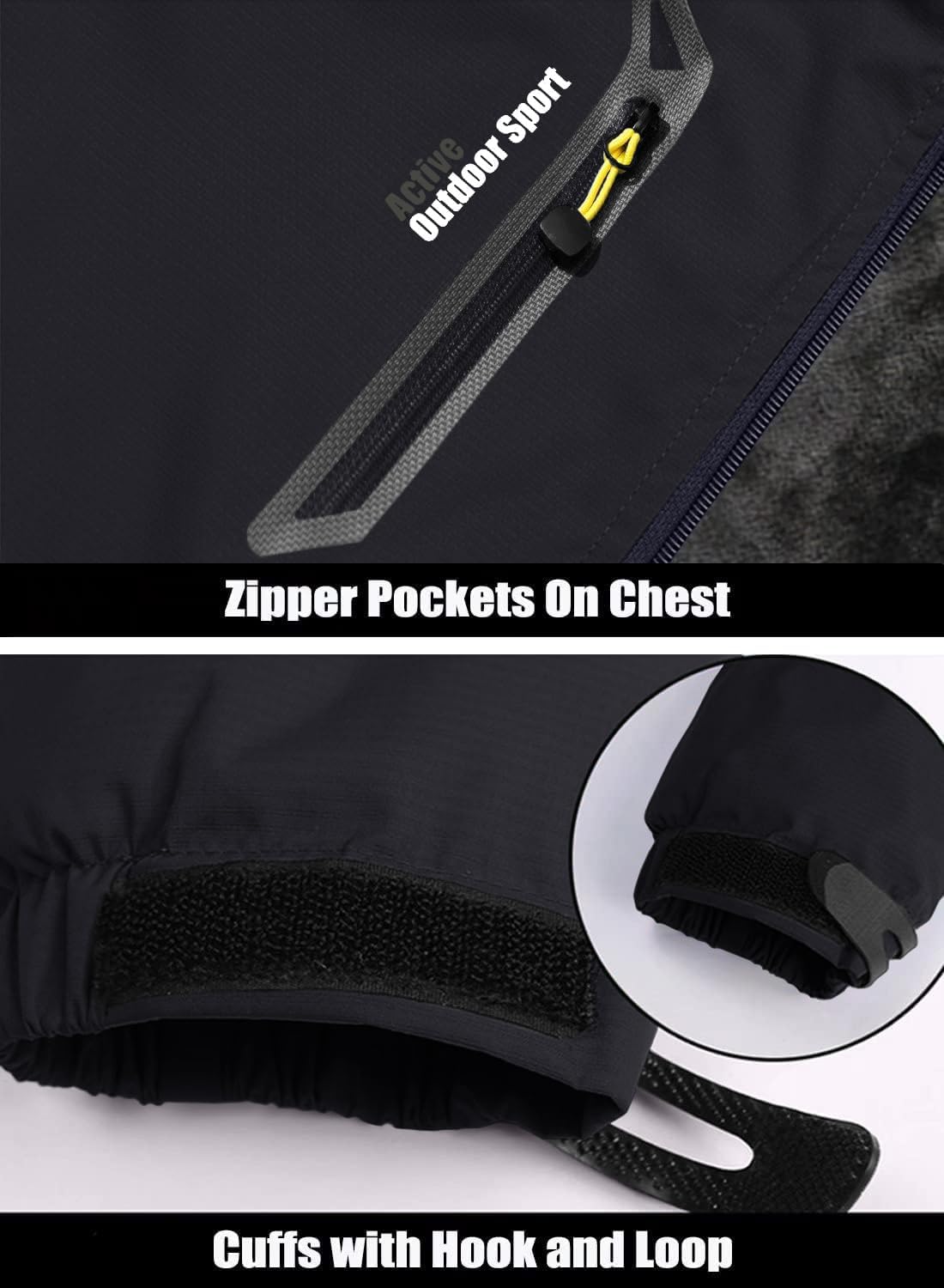 MAGCOMSEN Veste de ski imperméable pour hommes Veste polaire avec capuche coupe-vent pour randonnée extérieure