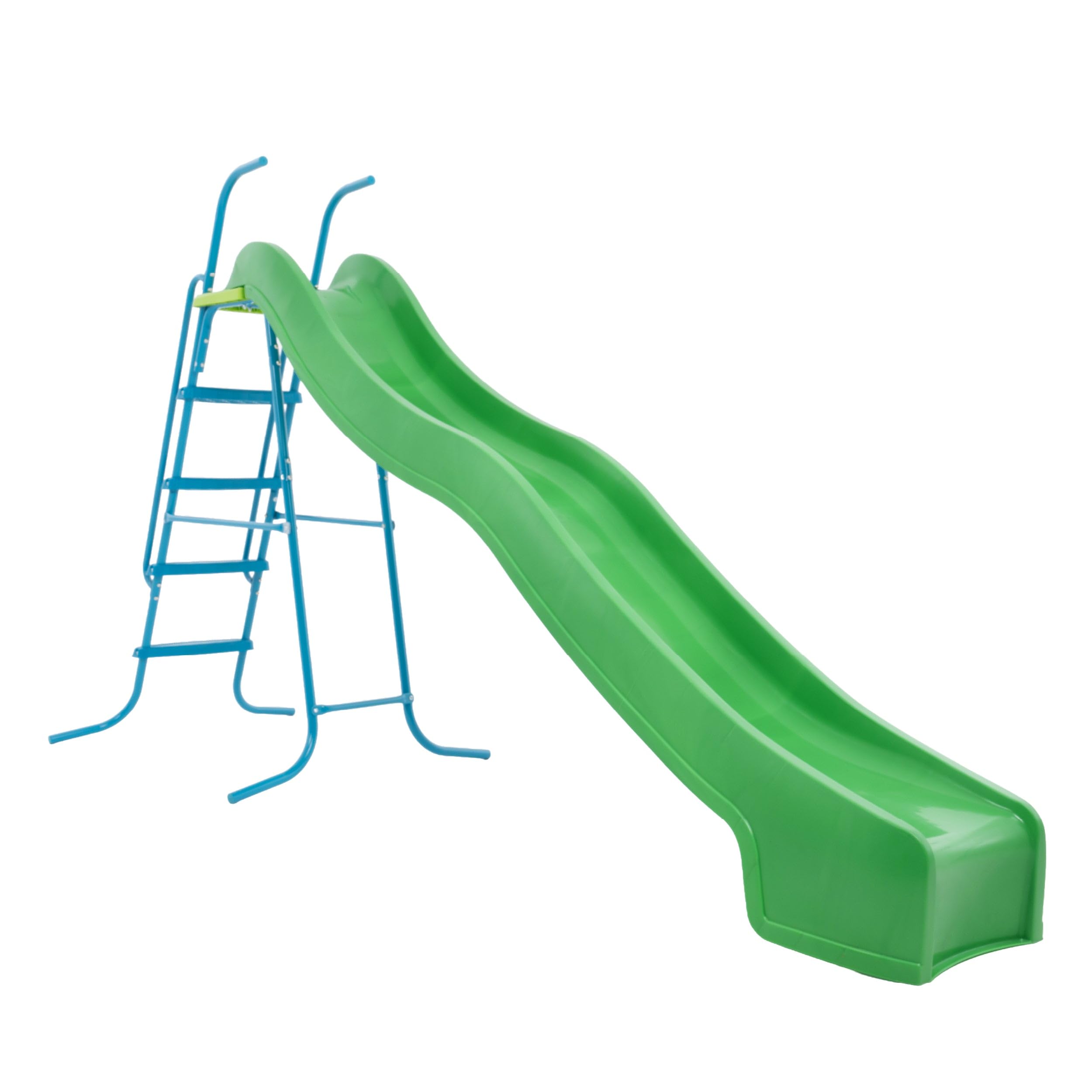 TP 3m Super Wavy Slide & Stepset - Freestanding Extra Long Wavy Garden Slide, Steel Handrail And Stepset. Outdoor Garden Playground, Fun & Safe Backyard Playset Accessory - Age 3 Years+