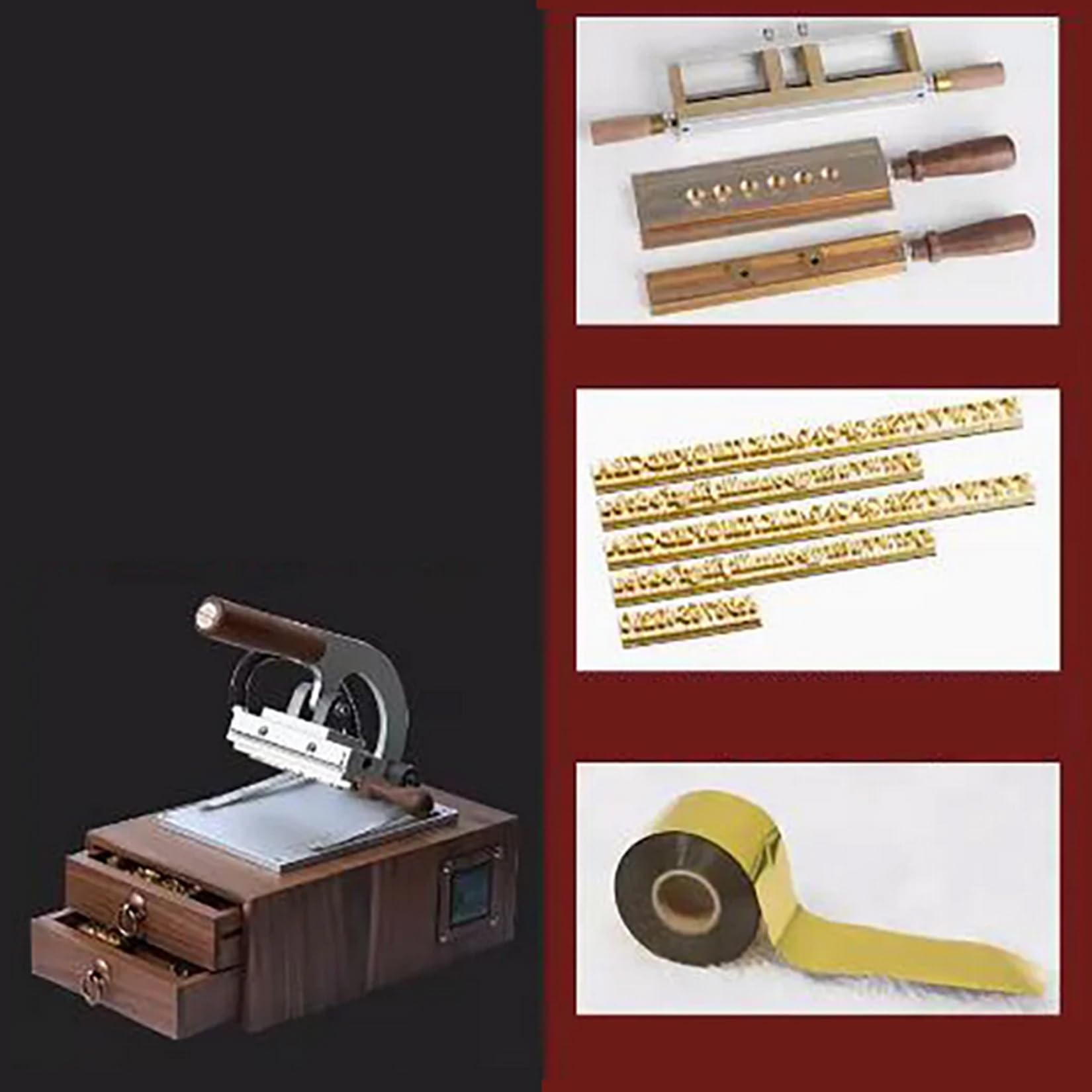 Box Type Hot Stamping Machine Handmade Leather Goods Logo Trademark Walnut Drawer Multifunctional Hot Stamping Machine AC 110-220V