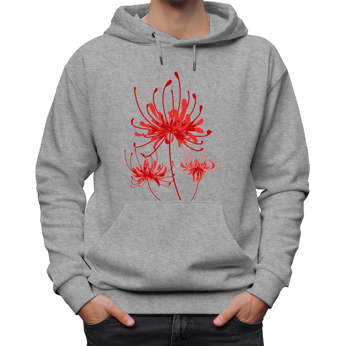 Higanbana Spider Lili Flower Unisex klasyczna bluza z kapturem dla mężczyzn i kobiet szara