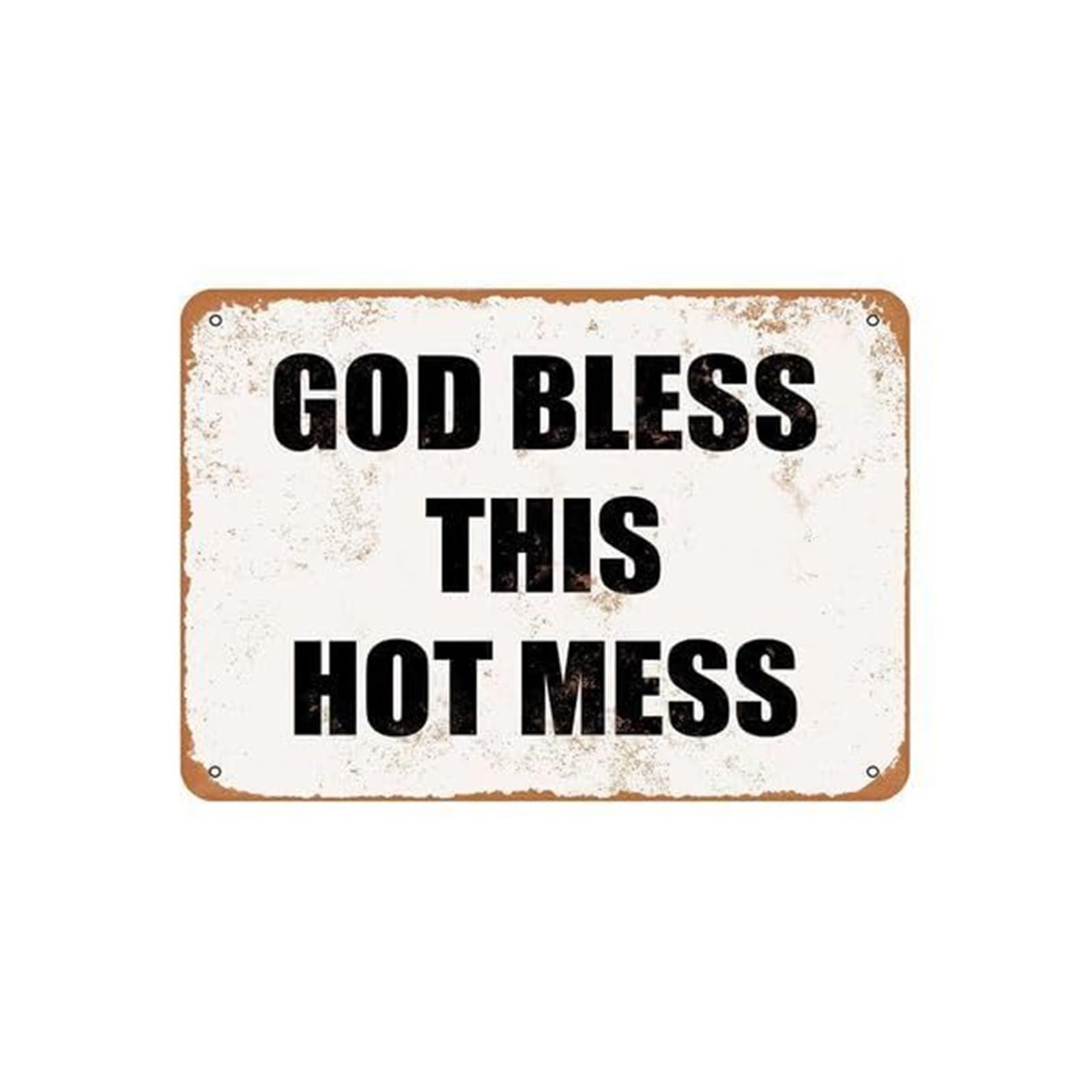 FNYUVNFAF God Bless This Mess Sign Funny Christian Humor Vintage Tin Sign for Kitchen Laundry Room Office Wall Decor Mom Life Quote (8 X 12 inch)