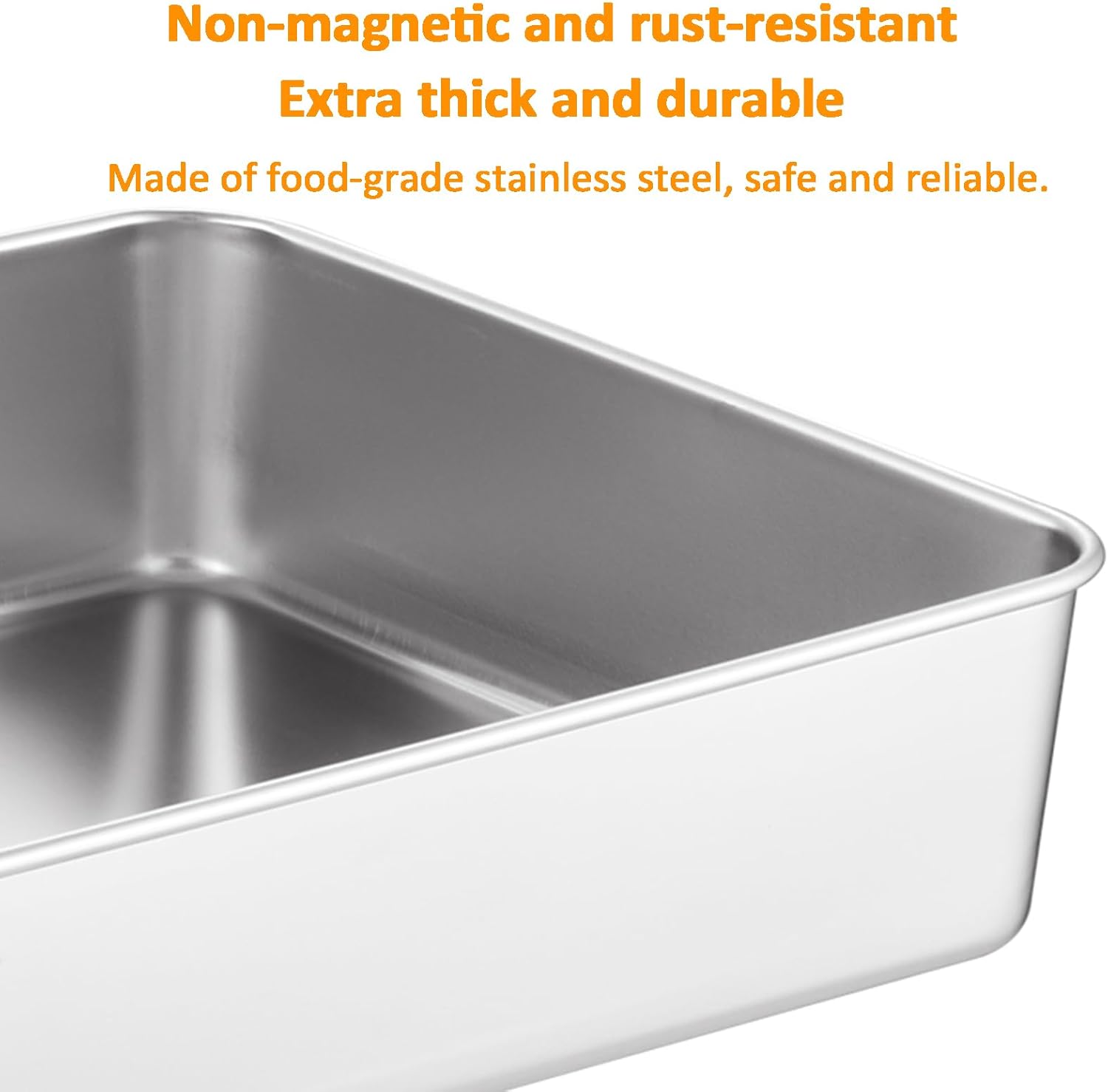 44 X 29 X 6.5cm Lasagna Pan with Lid, Stainless Steel Rectangular Baking Cake Pan, with Transparent Lid, Dishwasher Safe, for Casserole/brownie Cake