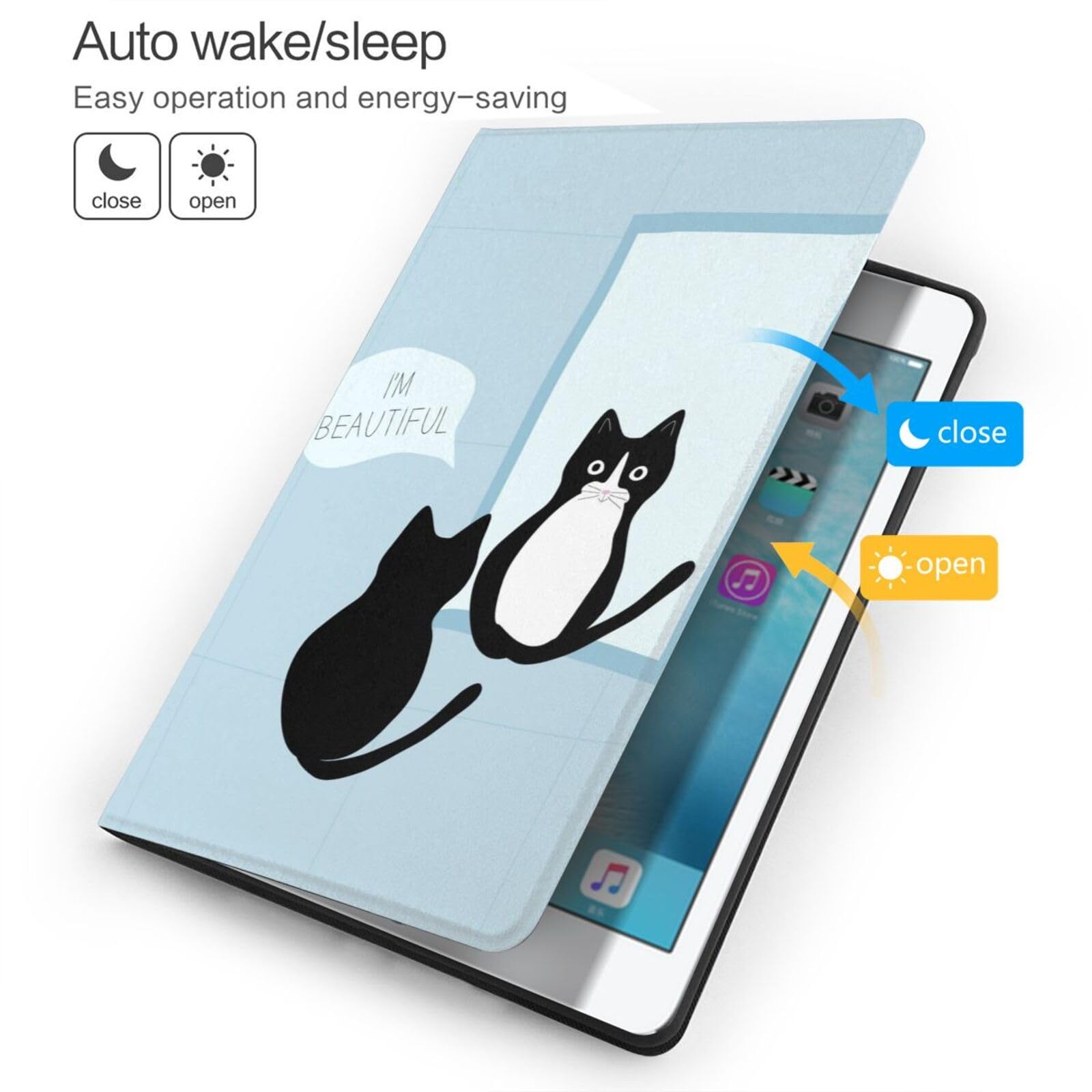 Amazon.co.jp: 猫 猫柄 青 ブルー 黒猫 iPad 7th 10.2インチ ケース
