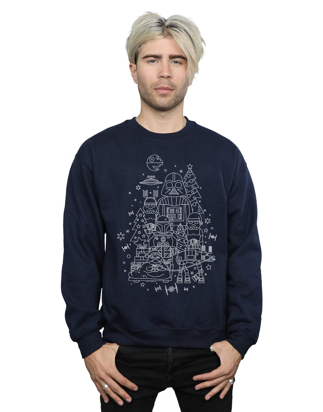 Absolute Cult Men's Navy Blue Star Wars Empire Christmas Sweatshirt XX-Large