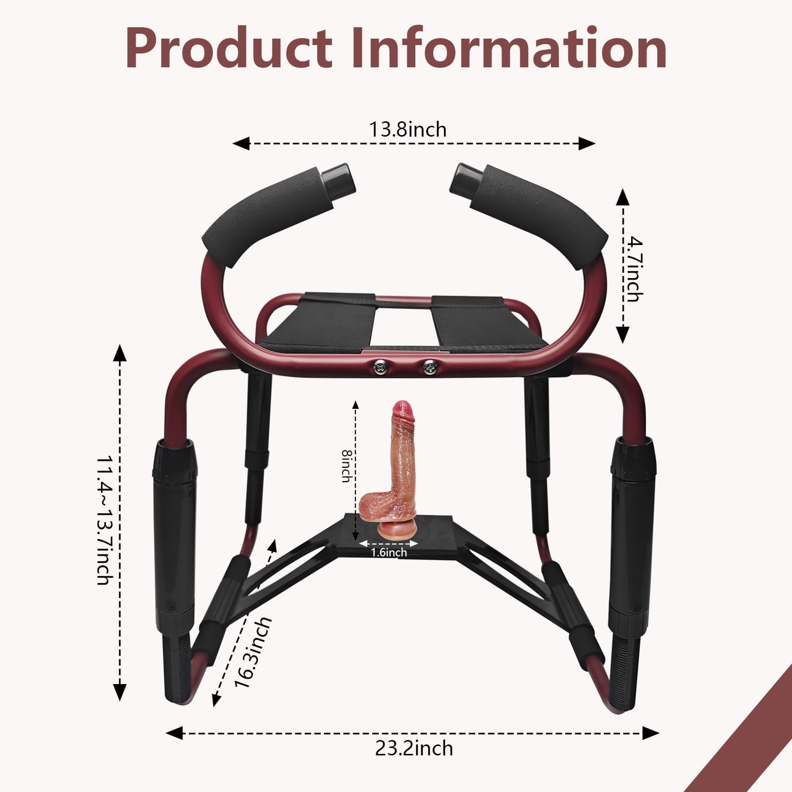 Sedia Regolabile in Altezza per Coppie con Supporto Dildo Realistico 500lb Rosso L BDSM Per Relax Intimo
