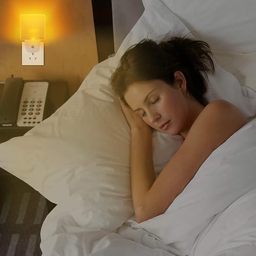 Miniatura 6 de KINUR Luces nocturnas enchufables en la pared, con certificación UL, color ámbar suave y cálido, sensor del atardecer al amanecer, luz nocturna