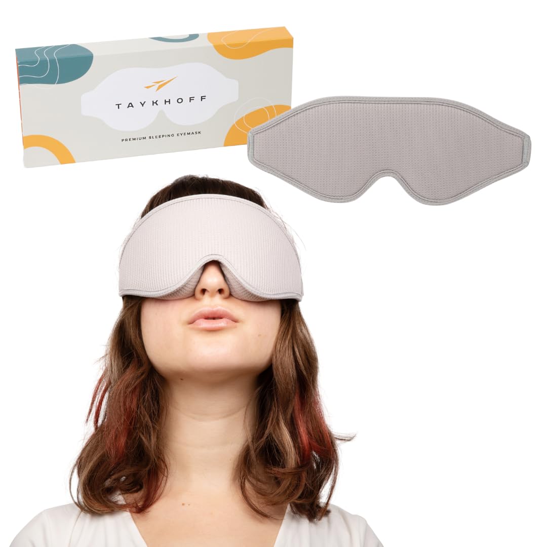 Mascherina per dormire in tessuto di alta qualità, 100% che blocca la luce, con contorno 3D, confortevole, progettata per un sonno confortevole, adatta a uomini e donne, ideale per i viaggi