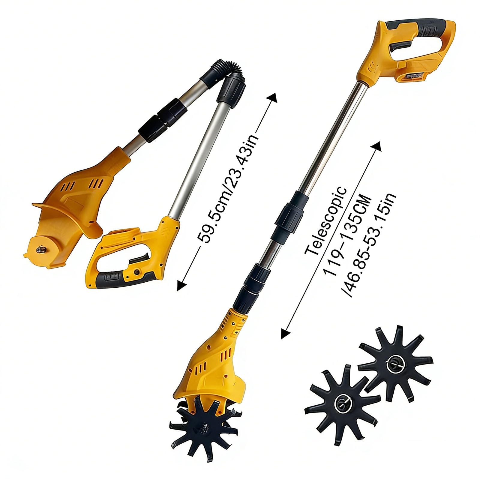 Motobineuse Électrique Rotavator, Motobineuse de Jardin Pliable sans Fil avec Batterie, Outil À Main Télescopique, Cultivateur Électrique sans Fil pour Ferme, Cour, Pelouse One Battery