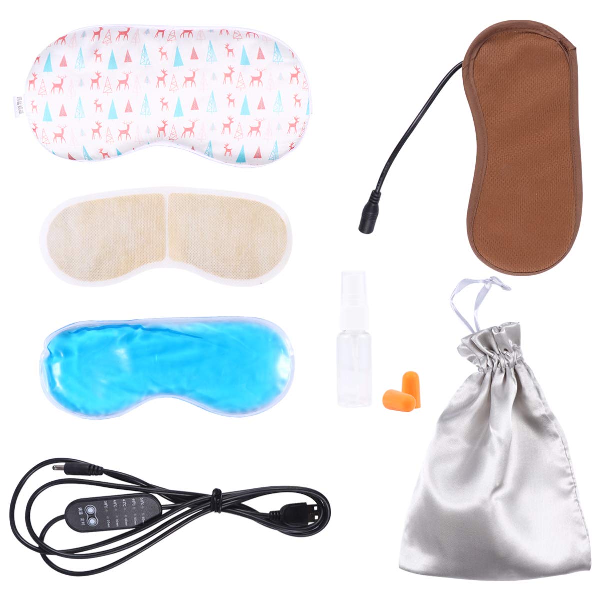Beaupretty Máscara de Ojos de Seda Compresa de Vapor y Bloqueo Total de Luz para Dormir y Viajar 130 Caracteres