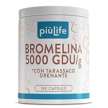 Bromelina Extra Forte Drenante 5000 GDU, g 180 Capsule PiùLife, 1200mg Bromelina Strong Con Estratto Di Tarassaco Drenante Naturale (3 Per Dose), Enzima Digestivo Gonfiore Addominale Microcircolo