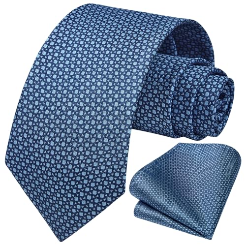 Image of HISDERN Polka Dot Ties for Men Classic Silk Ties and Pocket Square Formal Business Necktie Handkerchief Wedding Party