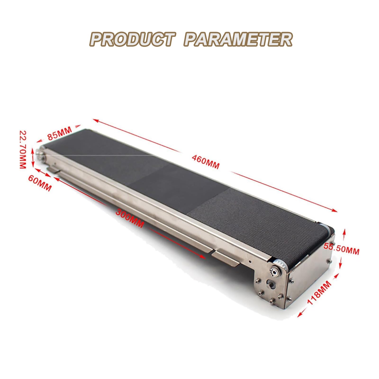 Mini Convoyeur De Table pour Chaîne De Montage, Petit Convoyeur Électrique À Bande, Charge Maximale De 5 Kg, Châssis en Acier Inoxydable, Convoyeur À Vitesse Variable en PVC De 460 Mm pour