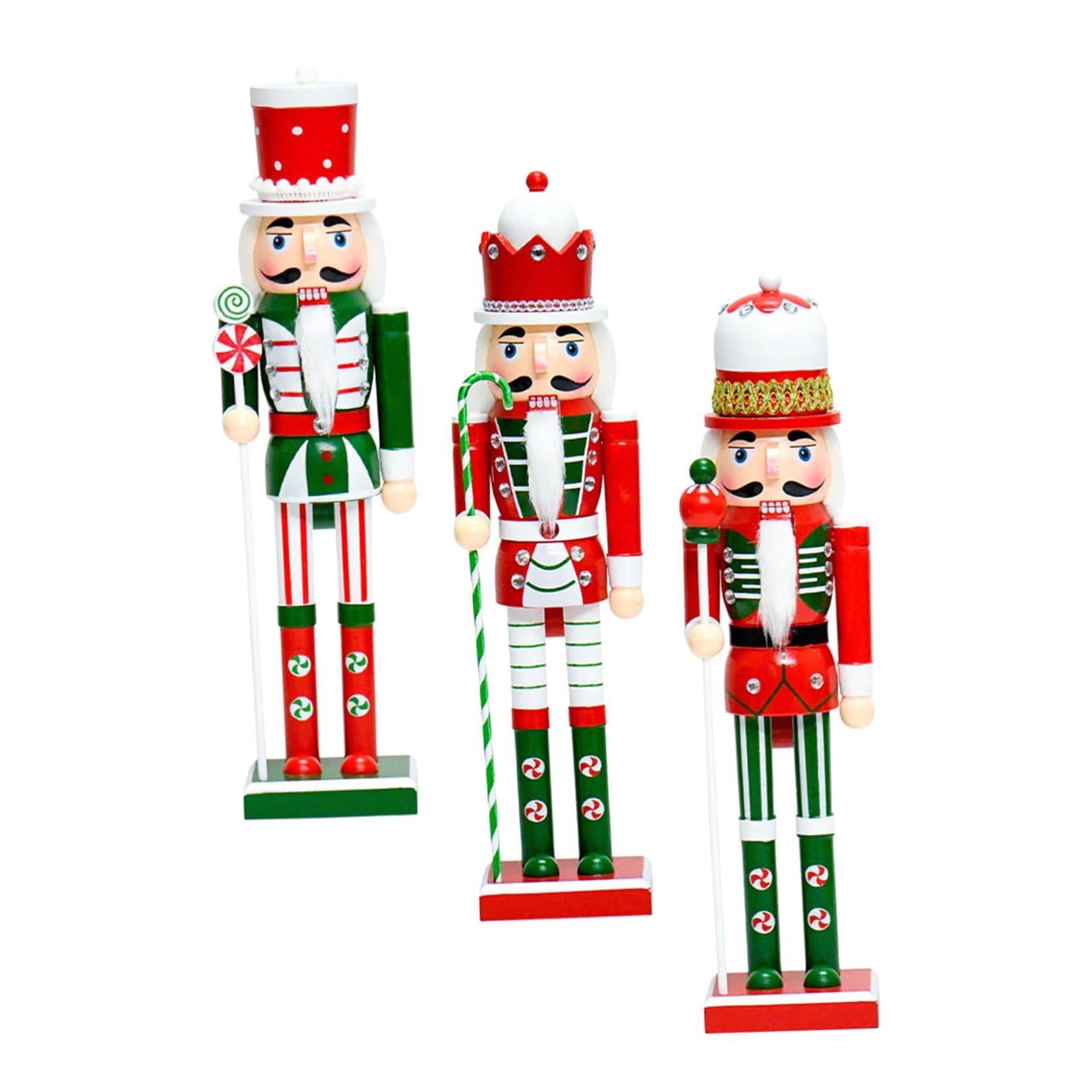 Mikikit Figura in Legno 38 Cm 3 Pezzi Decorazione Natalizia Personaggio da Tavolo per Addobbi Festivi e Compleanni