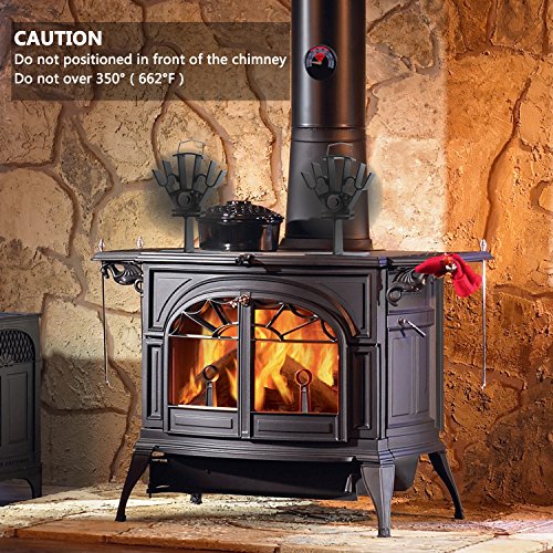 CWLAKON Heat Powered Stove Fan-2020 Upgrade Designed Silent Operation 4 Blades with Stove Thermometer for Wood/Log Burner/Fireplace-Eco Friendly and Efficient Heat Distribution(Black) - Thumbnail 6