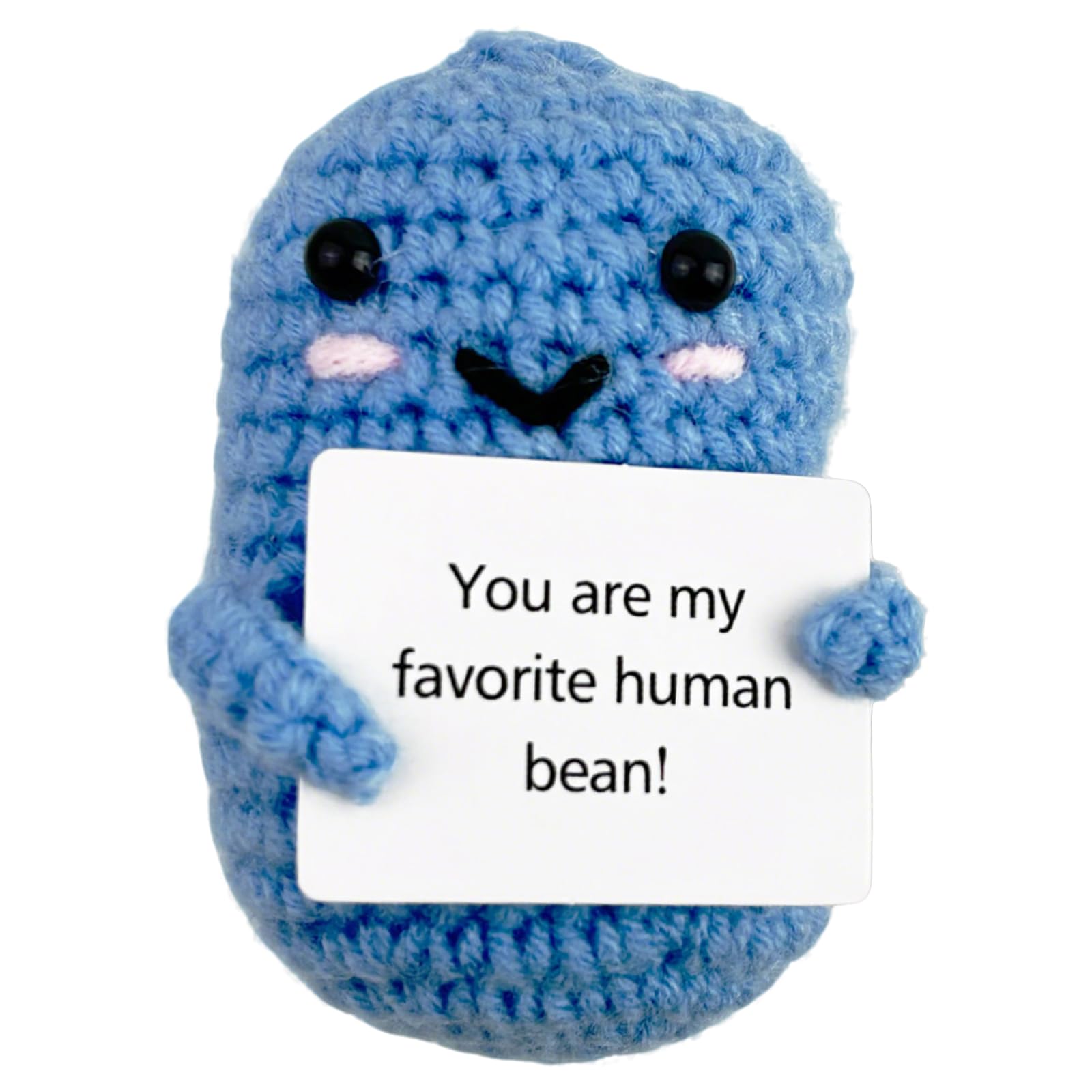 Positive Bean, Emotional Support Gift, Funny Bean,Handmade Positive Knitting Cute Beans Emotional Support Doll Ornament for Birthday Thanksgiving，Funny Leaving Gifts for Colleague Friend