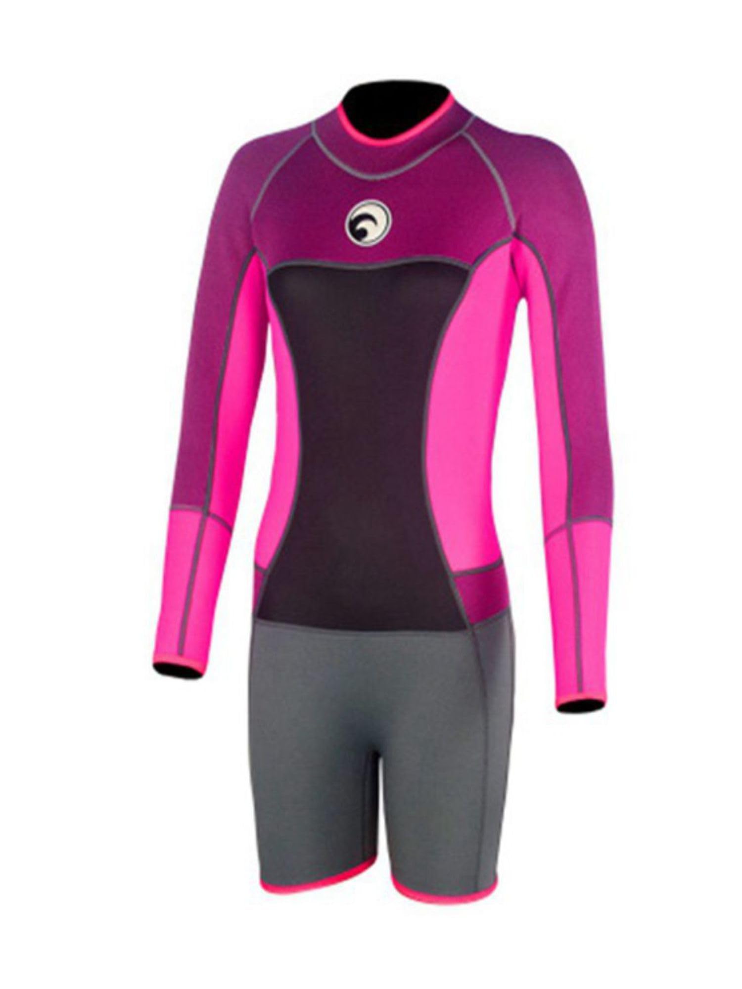 Little Surprise Box Dark Purple & Fuchsia Knee-Length Scuba Swimsuit | 1.5mm Neoprene Swimwear | Teens & Adults-image-8