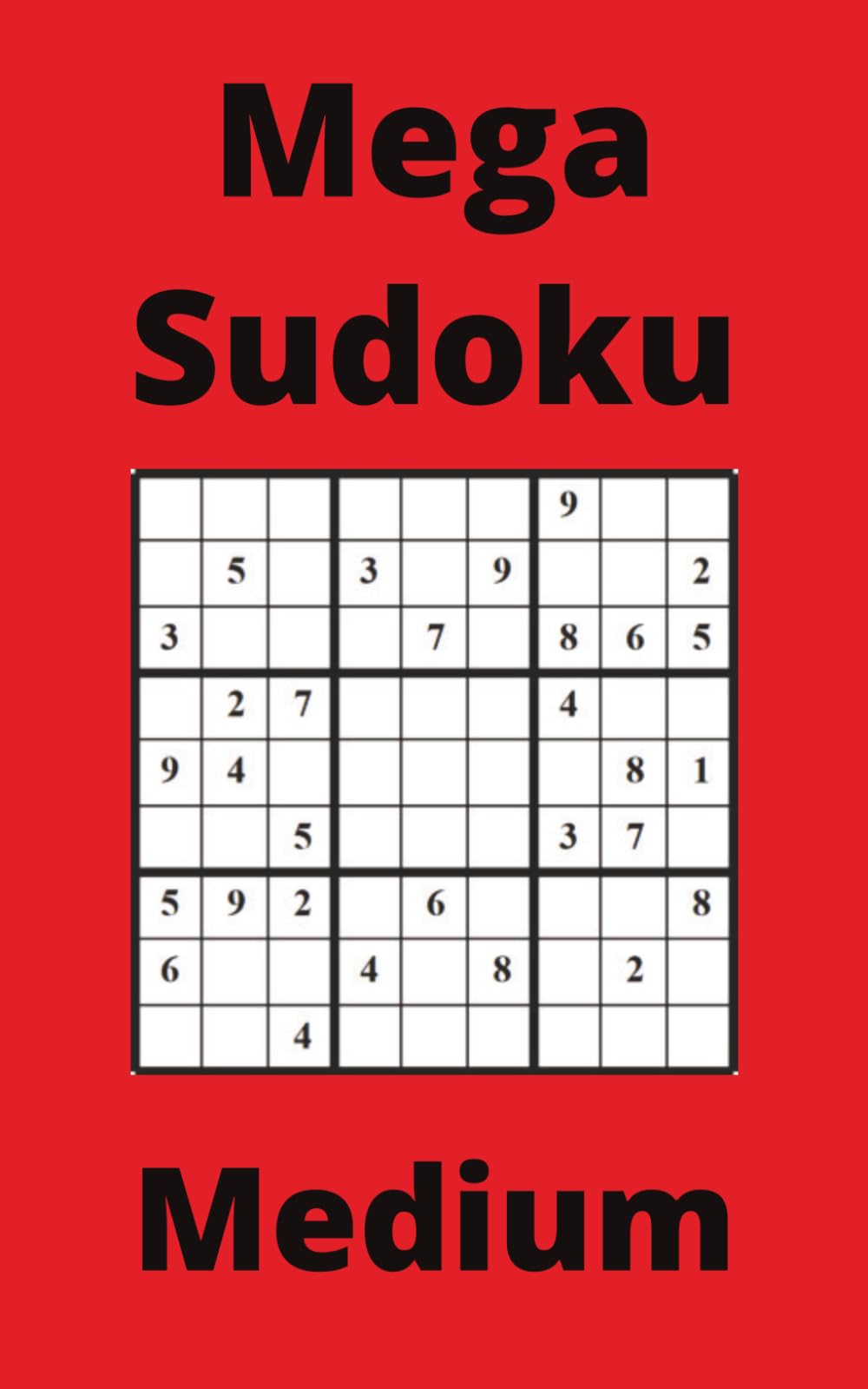 Red Mega Sudoku Book, 9x9 Puzzles, 200 Pages, 5x8, Medium