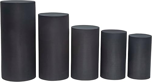 Miniatura 2 de 1 juego de fundas de elastano para soportes de pedestal de cilindro de metal, 5 piezasjuego, solo fundas de color azul bebé, soportes de pedestal de