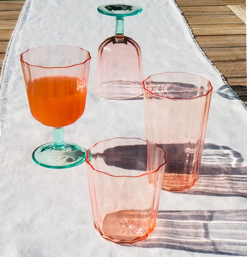 Set de 6 vasos acrílicos rosas Simple Scallop 16 oz miniatura 4