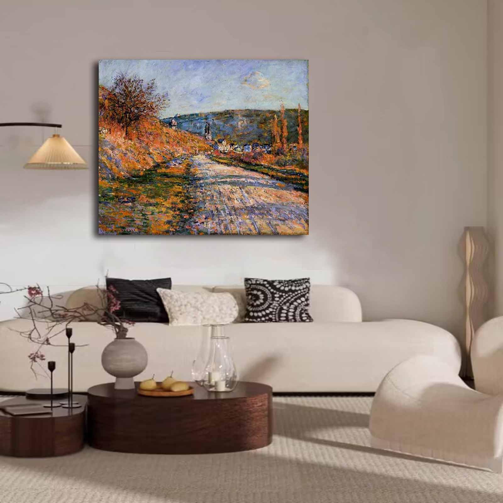 Amazon.co.jp: クロード・モネThe Road to Vetheuil絵画