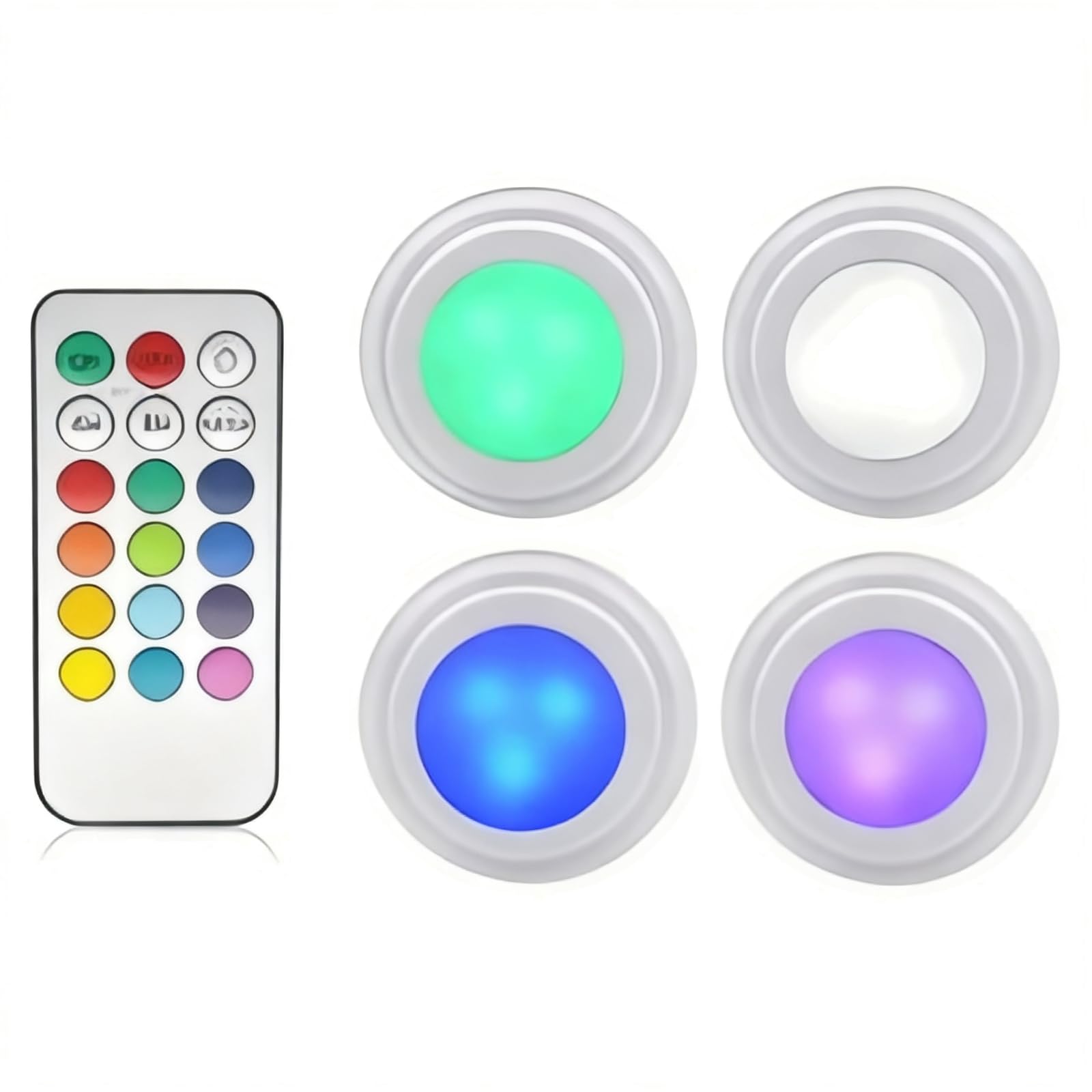 TUXCAXI Remote Control Outdoor Puck Lights Wireless Push Light for Kitchen and Bedroom Cabinets Adjustable Brightness Options