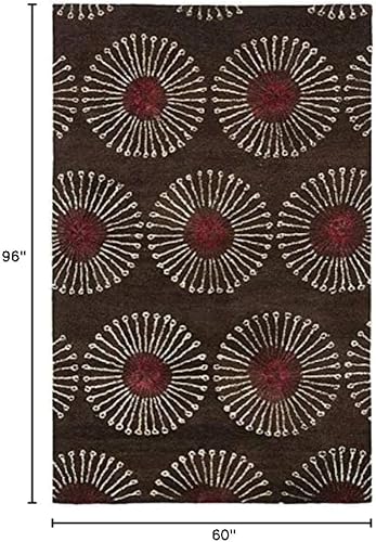 Miniatura 2 de SAFAVIEH Soho Collection SOH821B - Alfombra de lana de primera calidad hecha a mano, 5 x 8 pies, color café y marrón