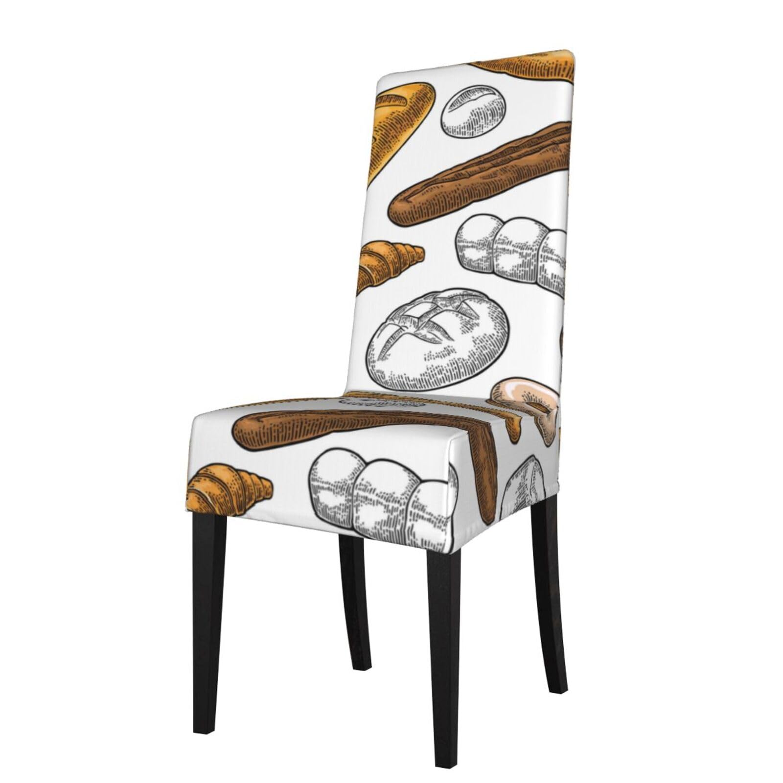 LKYMOH Bread Pattern On White, Chair Covers Stretch Chair Slipcovers for Dining Room, for Party Pet Protection Universal Fit Soft Polyester