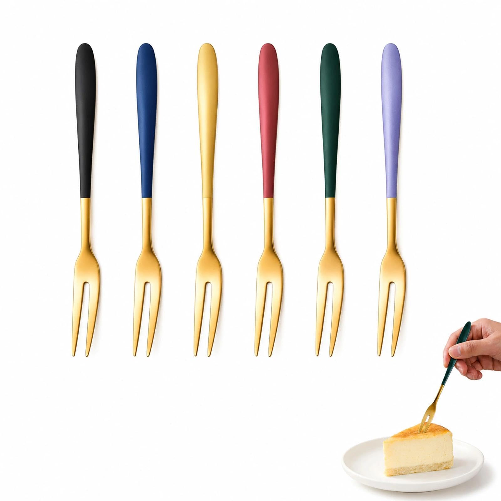 6pc Stainless Steel Dessert Forks, Perfect for Cake, Fruit, Salad, Mini Cakes & More