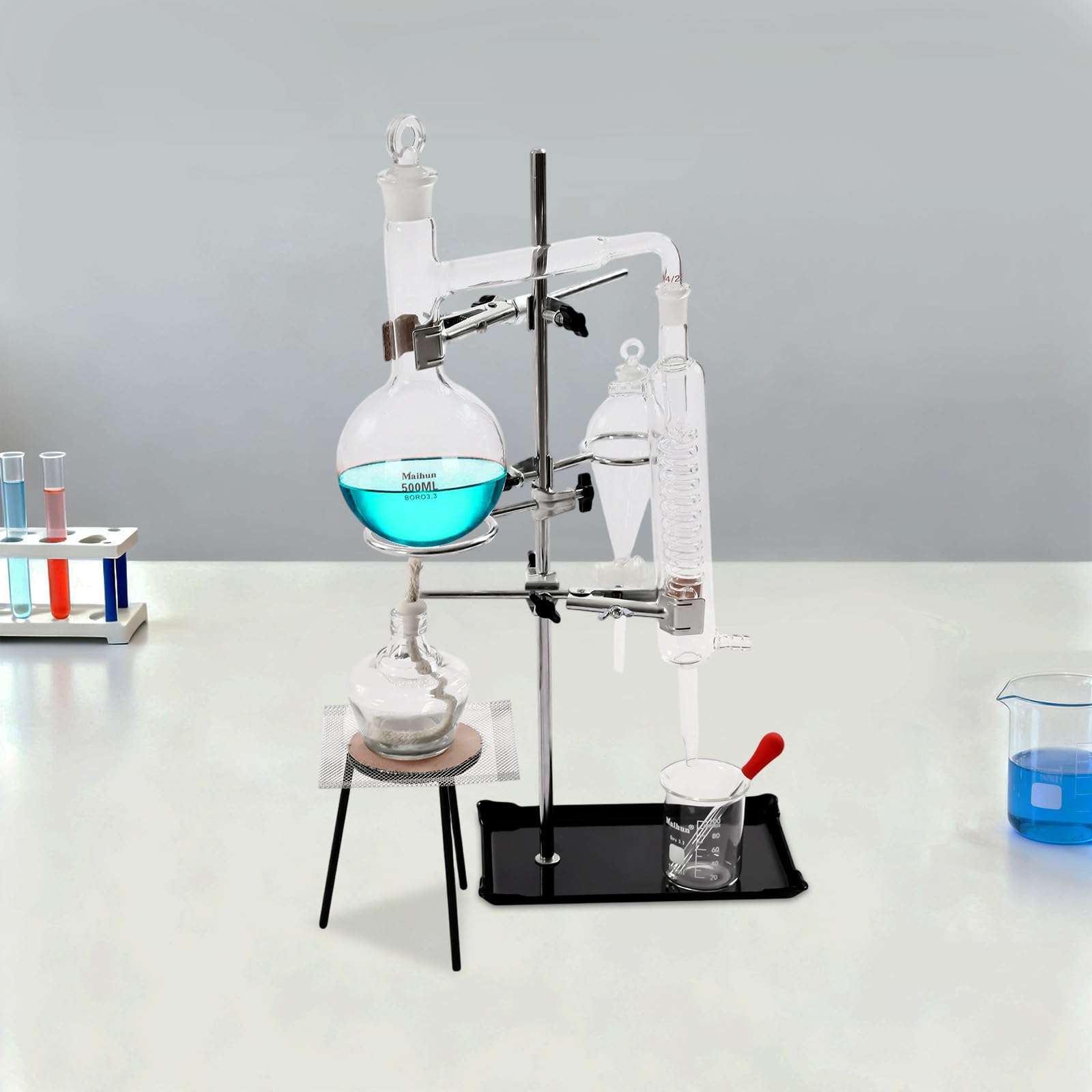 Dispositivo di distillazione da laboratorio, 500 ml, in vetro borosilicato