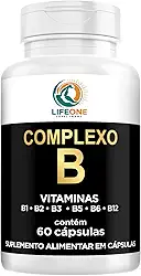 Complexo B Vitaminas B12, B6, B5, B3, B2, B1, Life One, 60 Cápsulas