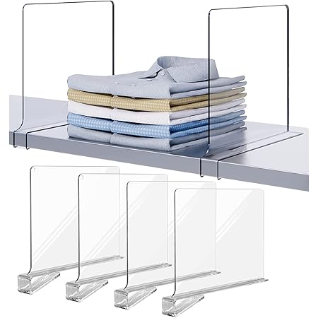 Rangement Dressing Organisateur Lamsexx Lot De 8 Séparateurs D'étagère En Acrylique Transparent Séparateurs D'étagères