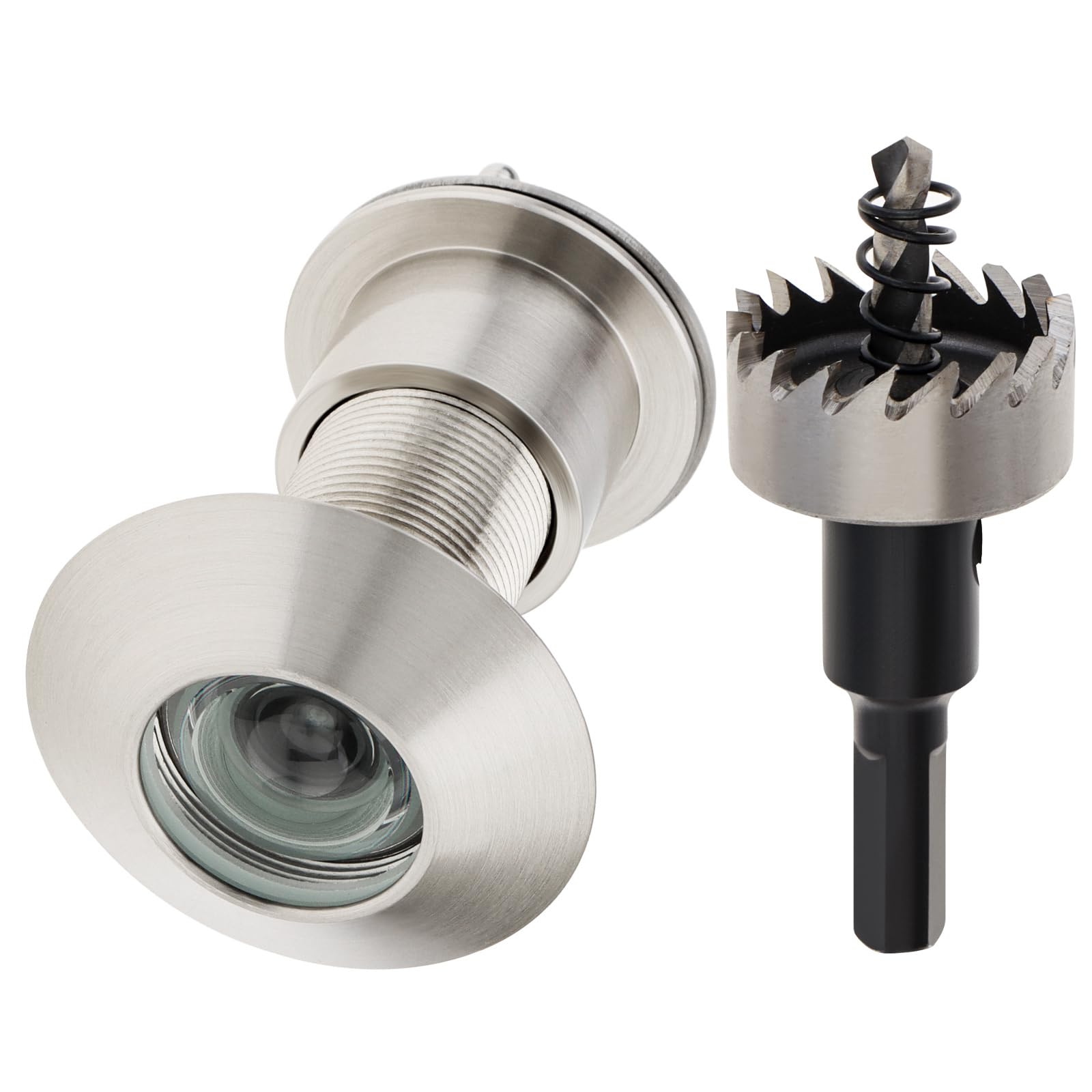 HOJLKLD Door Viewer, 28mm Bore Diameter Brass Peephole with Drill Bit for 41-52mm Doors, 220 Degree Wide Angle Spyhole