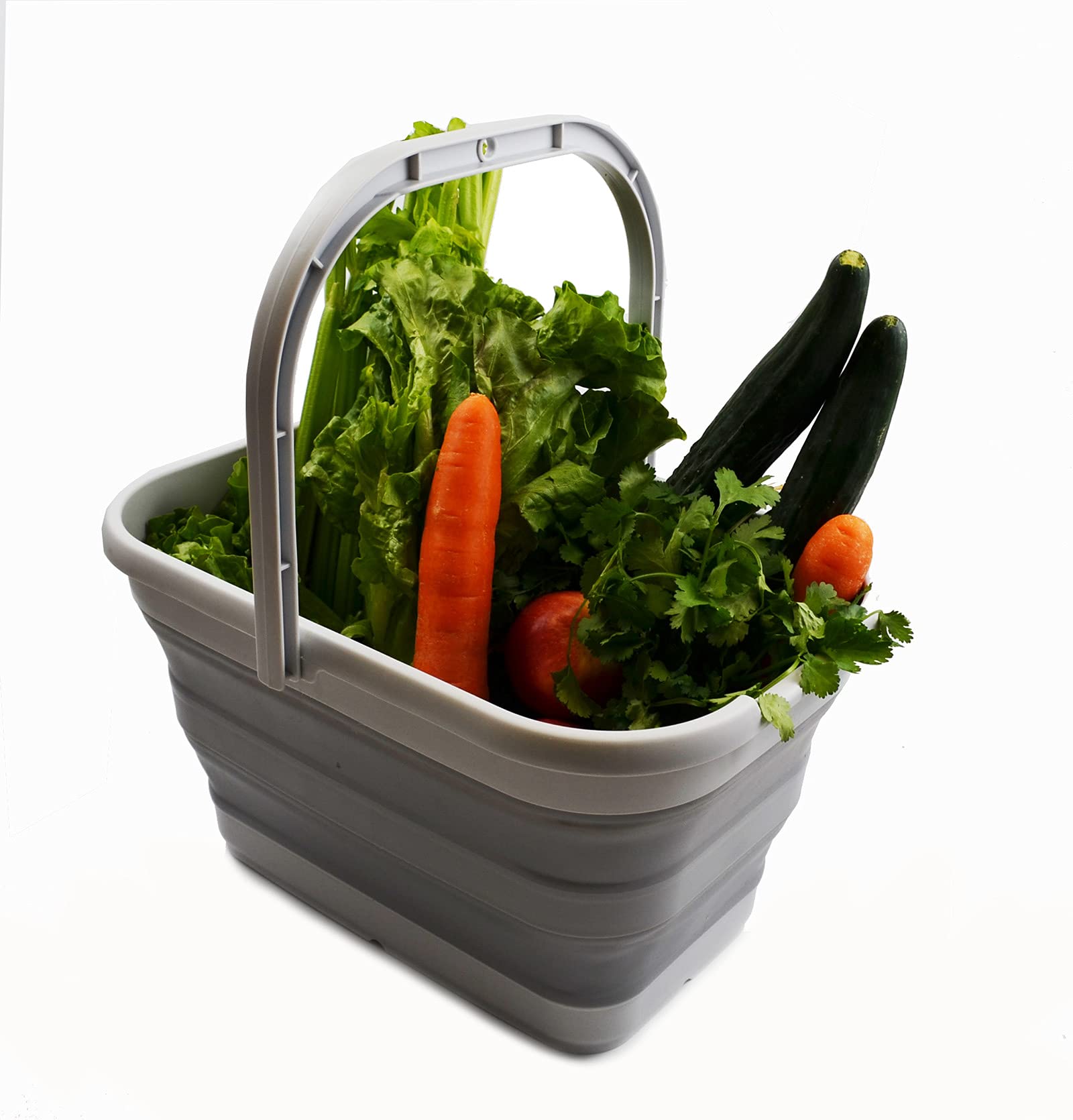 SAMMART 12L Faltbarer rechteckiger handlicher Eimer (Grau (2er-Set))