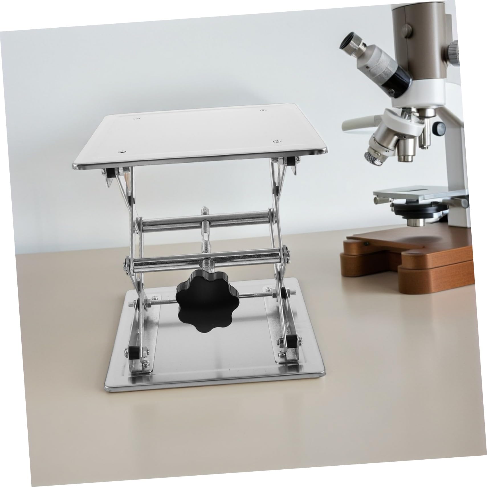 Verstellbarer Laborständer aus Edelstahl – präzise manuelle Einstellung, 200 x 200 mm Plattform für wissenschaftliche Experimente, Unterstützung für den Einsatz