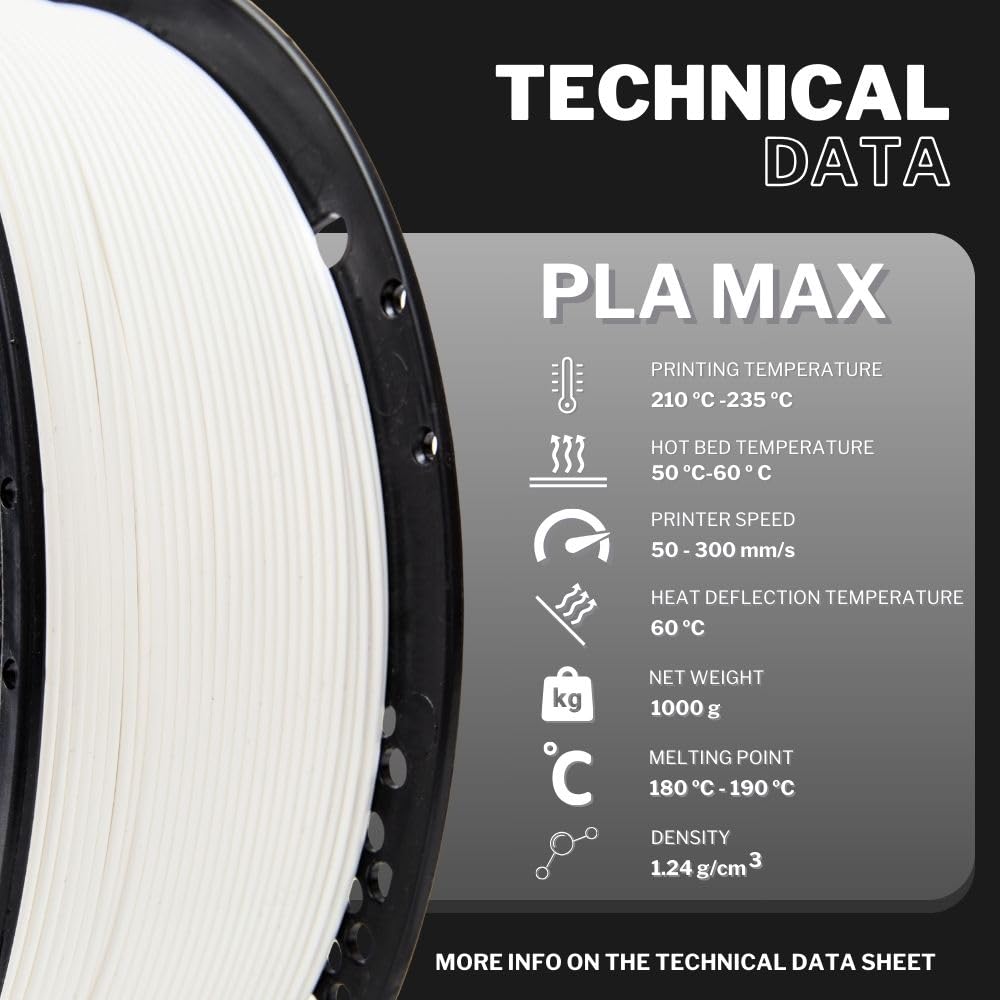 3DFILS - Filament PLA do druku 3D Neat Winding esFil PLA MAX: 1,75 mm, 1kg, biały