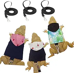 Conjunto de coleira de lagarto ajustável com 3 peças para passeios, camaleão, esquilo, ao ar livre, à prova de escape, roupas com capuz